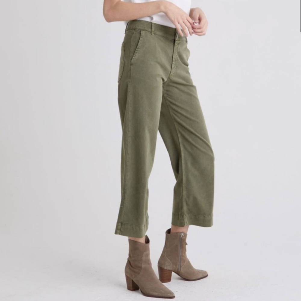 oat + fort olive green wide leg jeans